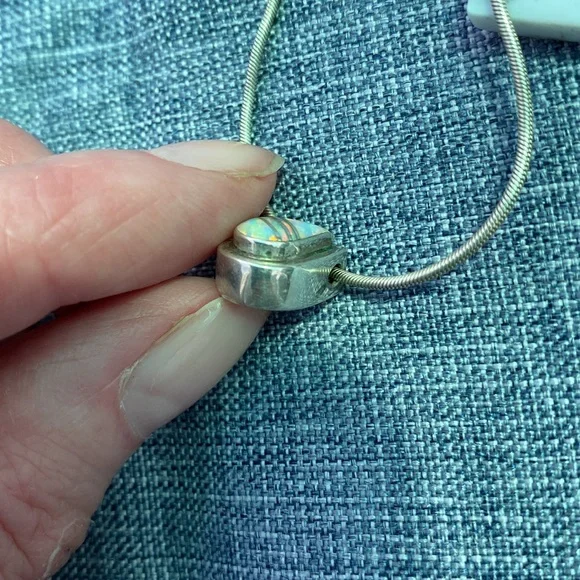 Sterling Silver Necklace and Opal Teardrop Pendant - Picture 16 of 17